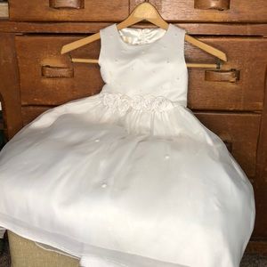 1st communion dress with rose and pearl detail